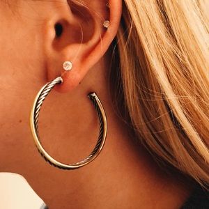 David Yurman Crossover Hoop Earrings with 18K Gold